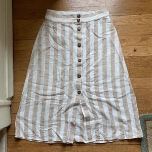 Linen blend midi skirt